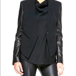 HELMUT LANG Leather Sleeved Cropped Tuxedo Jacket 🖤🖤